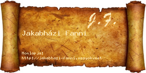 Jakabházi Fanni névjegykártya